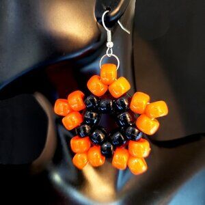 Handmade Orange Kandi Star Earrings